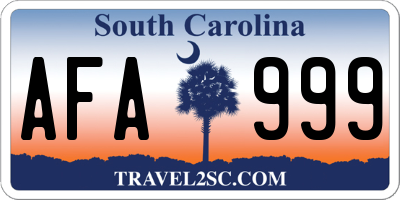 SC license plate AFA999