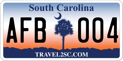 SC license plate AFB004