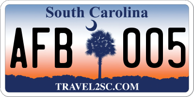 SC license plate AFB005