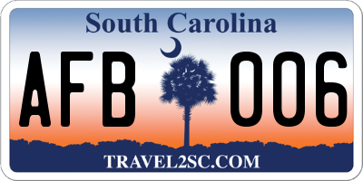 SC license plate AFB006