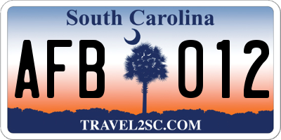 SC license plate AFB012