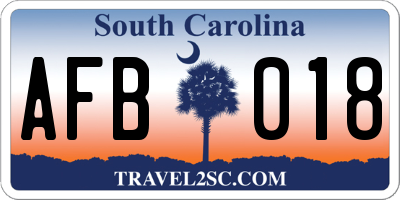 SC license plate AFB018