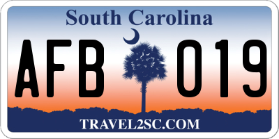 SC license plate AFB019