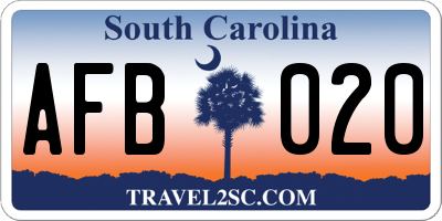 SC license plate AFB020