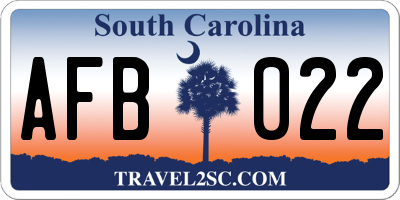 SC license plate AFB022