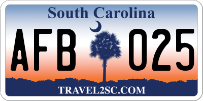 SC license plate AFB025