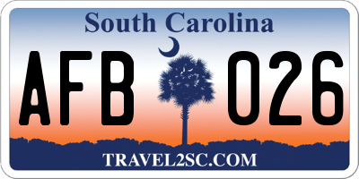 SC license plate AFB026