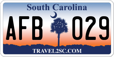 SC license plate AFB029