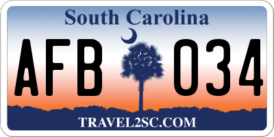 SC license plate AFB034