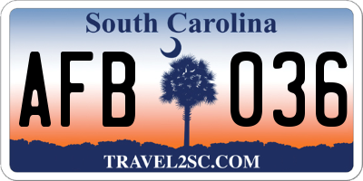 SC license plate AFB036