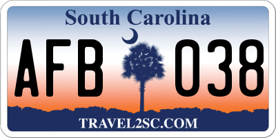 SC license plate AFB038