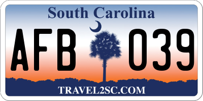 SC license plate AFB039
