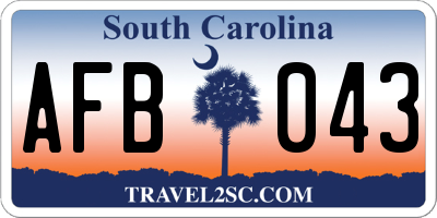 SC license plate AFB043