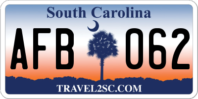 SC license plate AFB062