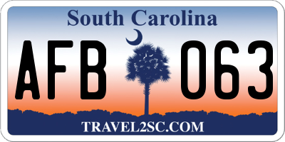 SC license plate AFB063