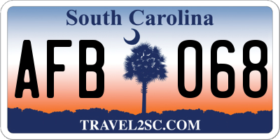 SC license plate AFB068