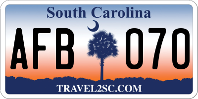 SC license plate AFB070