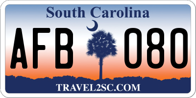 SC license plate AFB080