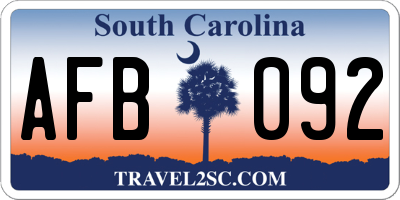 SC license plate AFB092