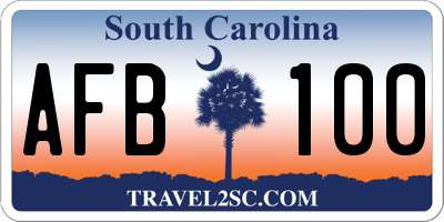 SC license plate AFB100