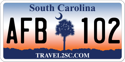 SC license plate AFB102
