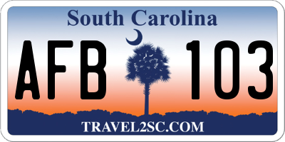 SC license plate AFB103