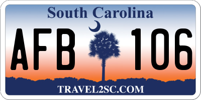 SC license plate AFB106