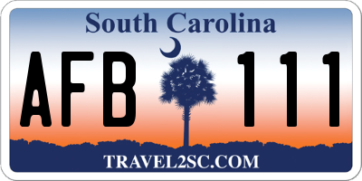 SC license plate AFB111