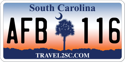 SC license plate AFB116