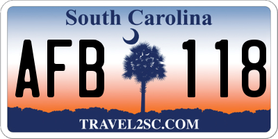 SC license plate AFB118