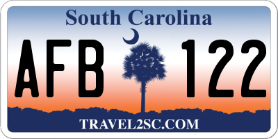 SC license plate AFB122