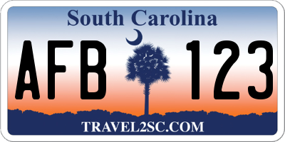 SC license plate AFB123