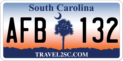 SC license plate AFB132