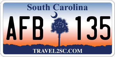 SC license plate AFB135
