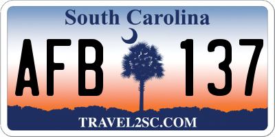 SC license plate AFB137