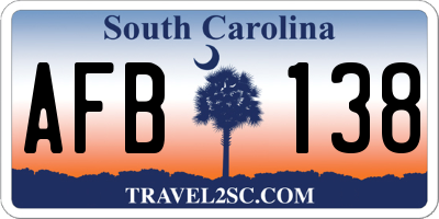 SC license plate AFB138