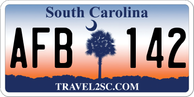 SC license plate AFB142