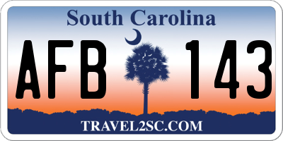 SC license plate AFB143