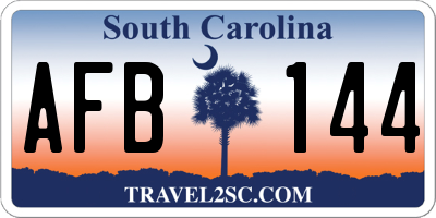SC license plate AFB144