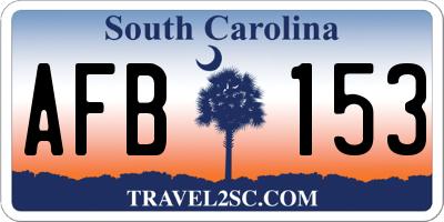 SC license plate AFB153