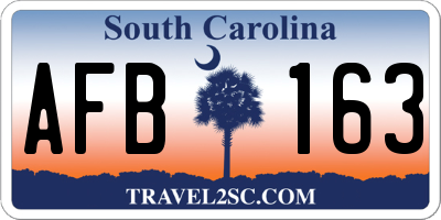 SC license plate AFB163
