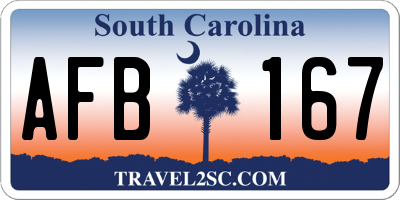 SC license plate AFB167