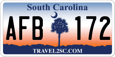 SC license plate AFB172