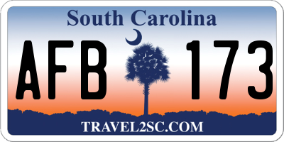SC license plate AFB173
