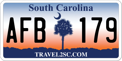 SC license plate AFB179