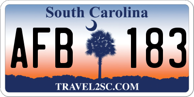 SC license plate AFB183