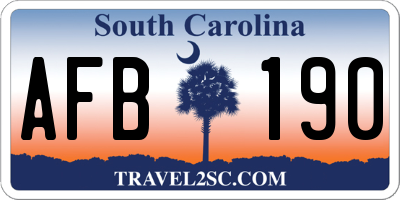 SC license plate AFB190