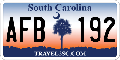 SC license plate AFB192