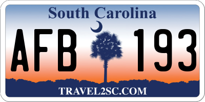 SC license plate AFB193
