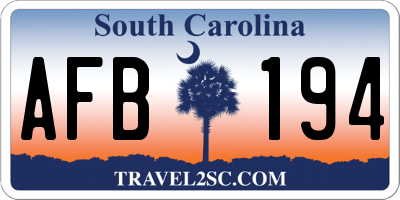 SC license plate AFB194